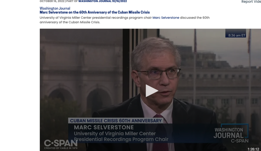 screenshot of CSPAN episode and image of Marc Selverstone