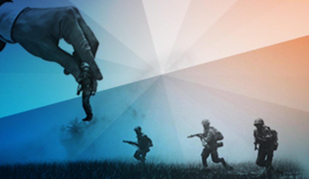 image of hand picking up a soldier from the battlefield