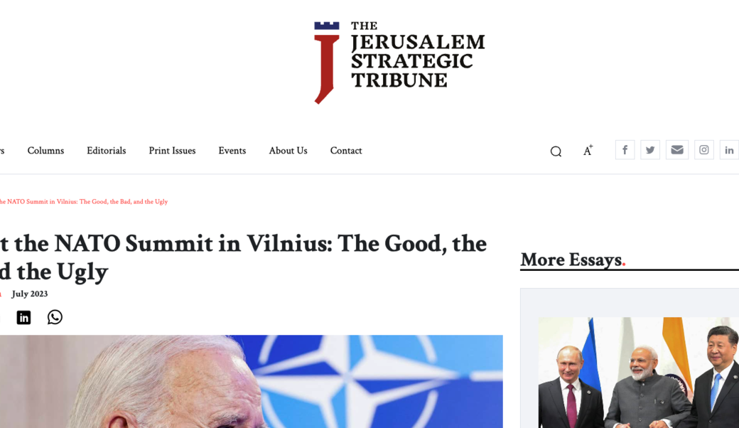 The Jerusalem Strategic Tribune Headline