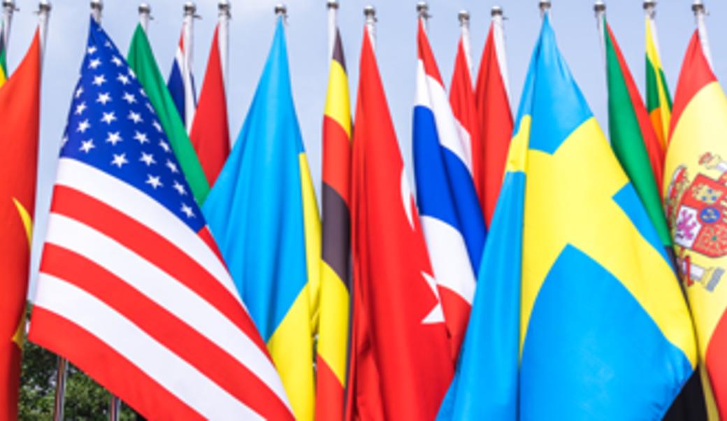 close-up photo of various flags of world nations