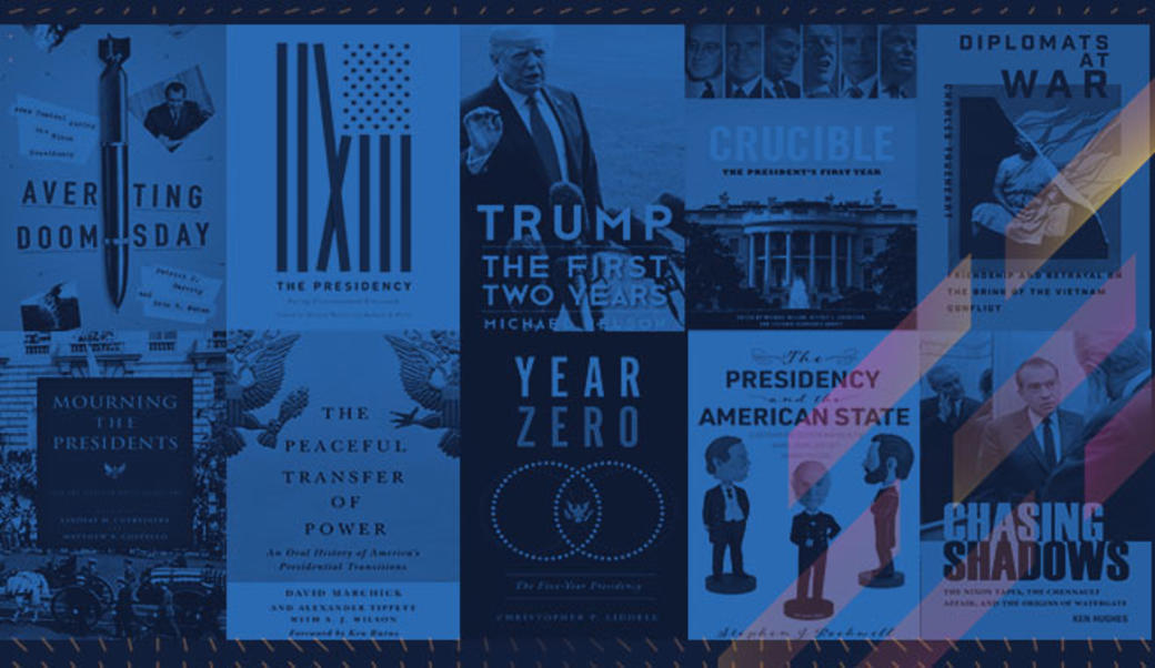 Collage of book covers from the Miller Center Presidential Series at UVA Press