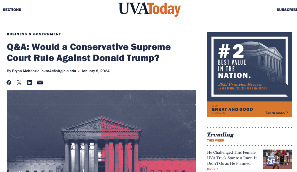 UVA today headline