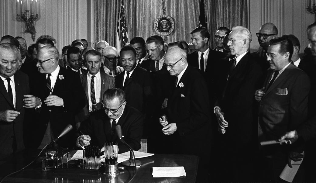 President Johnson signing the Civil Rights Act of 1964