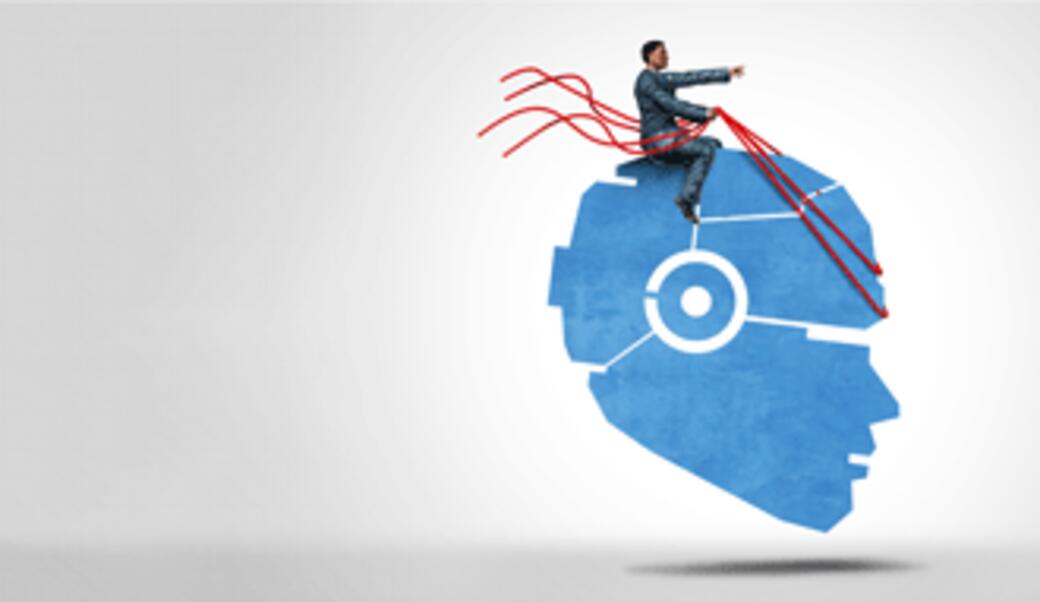 image of person riding a robot had like a horse