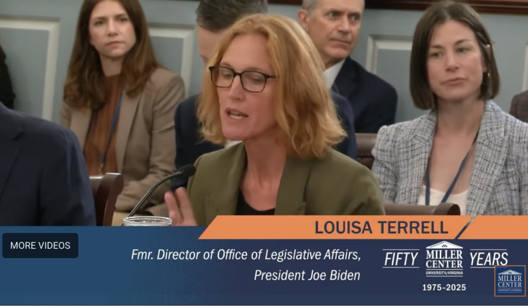 Louisa Terrell speaks at the Miller Center in 2025