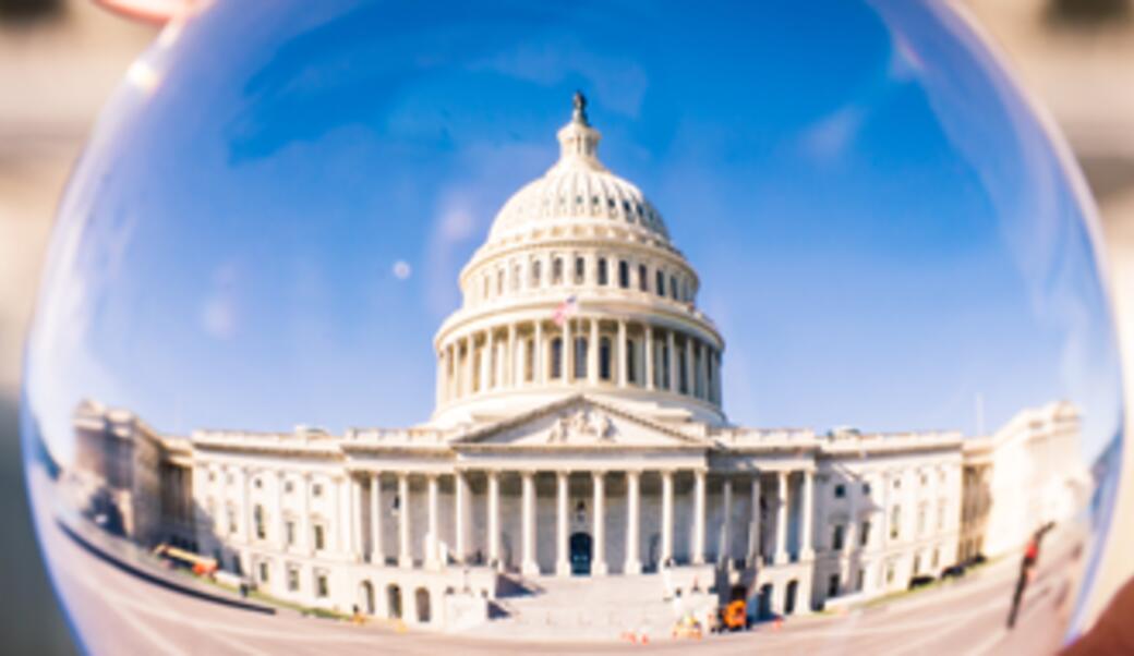 U.S. Capitol seen through a glass globe