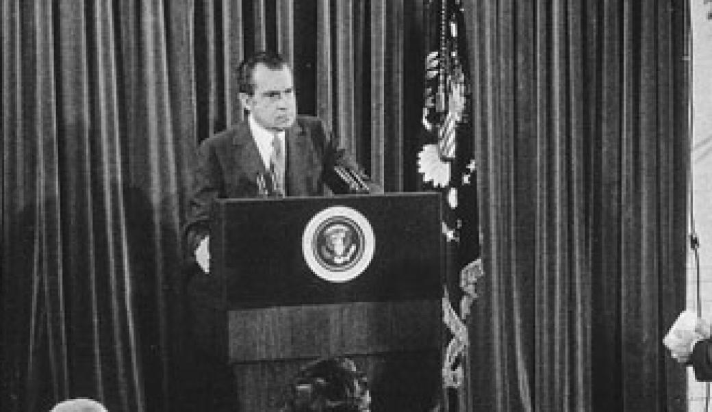 Nixon giving a press confernece