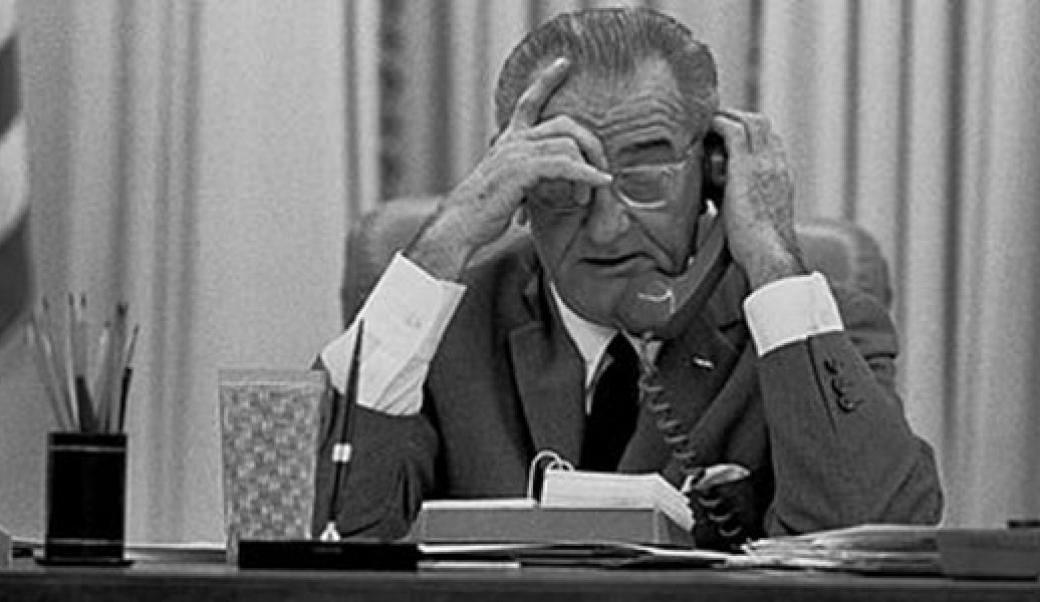 President Johnson on the phone