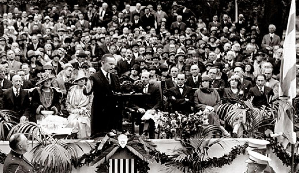 Calvin Coolidge giving a speech