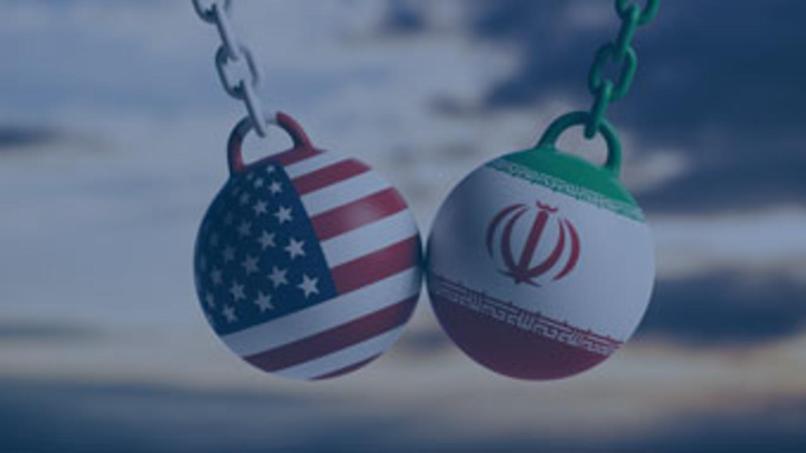 iran and us as balls on a chain