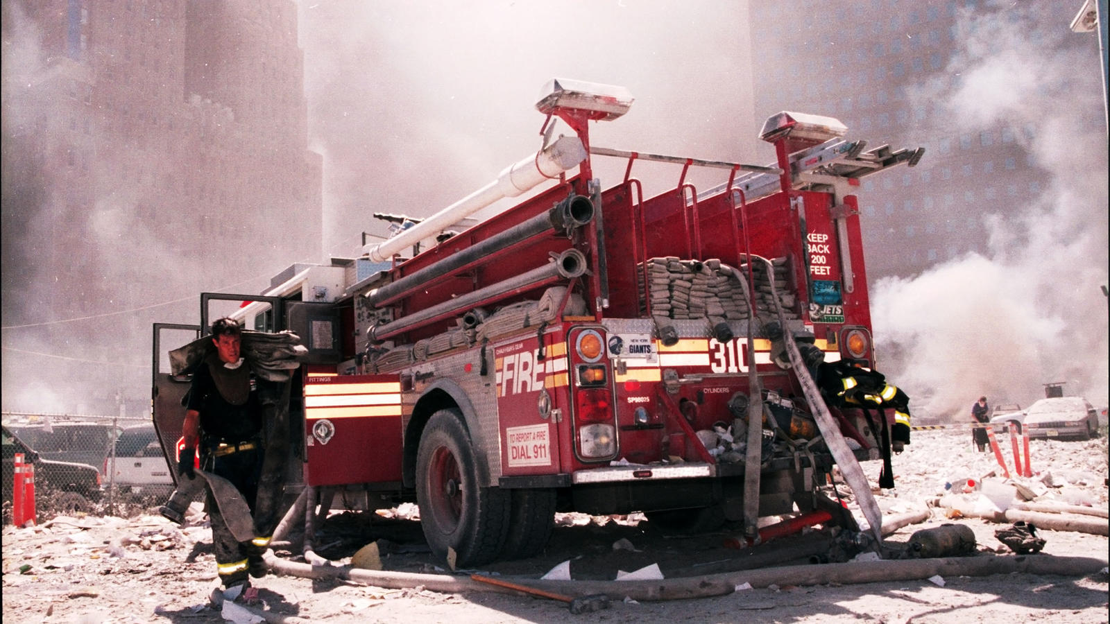 Firetruck in New York on September 11, 2001